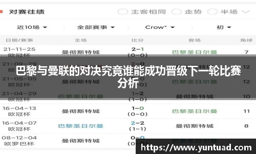 巴黎与曼联的对决究竟谁能成功晋级下一轮比赛分析
